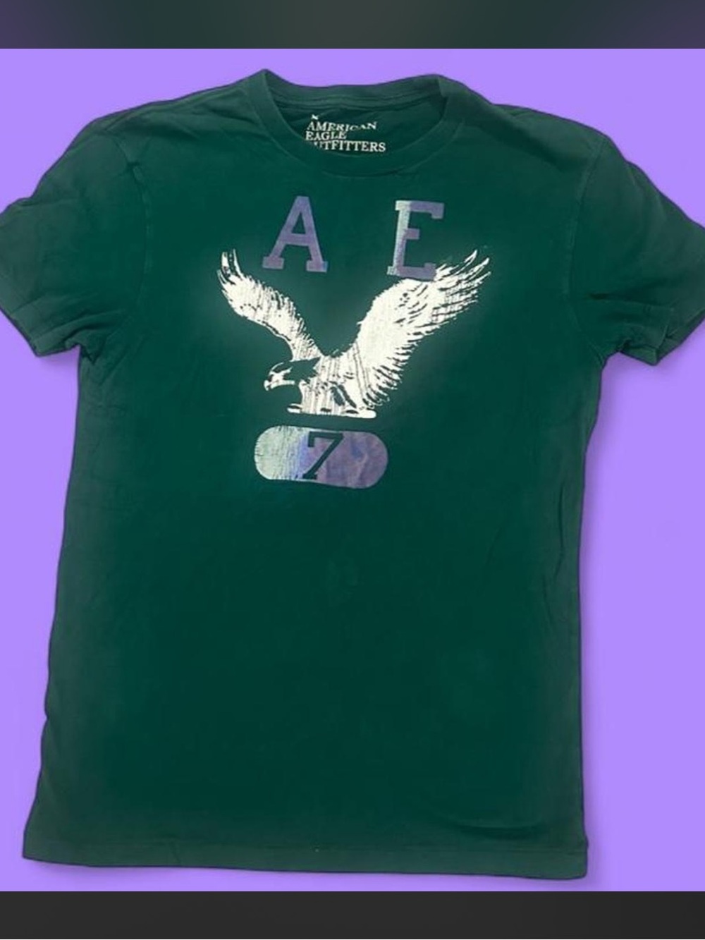 American Eagle Outfitters Dark Green Eagle Graphic Short Sleeve Tee
